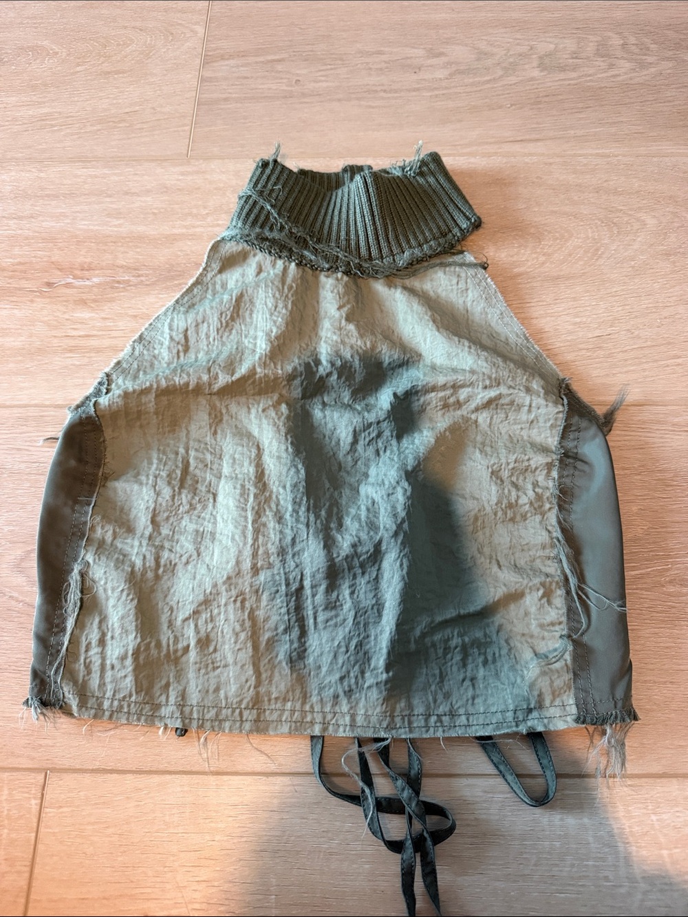 Zara Olive Green Cropped Halter Neck Top
